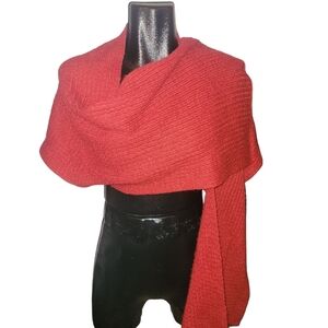 Tristan Red Knit Scarf Wrap with Arm Holes L-XL